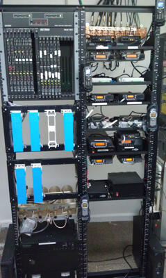 A server rack holding the radio equipment.