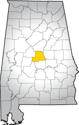 Map showing Chilton County location within the state of Alabama